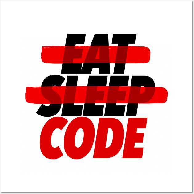 Eat Sleep Code – Programmer Humor Quote Wall Art by DankFutura